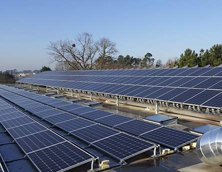 Panneaux solaires sur un bâtiment